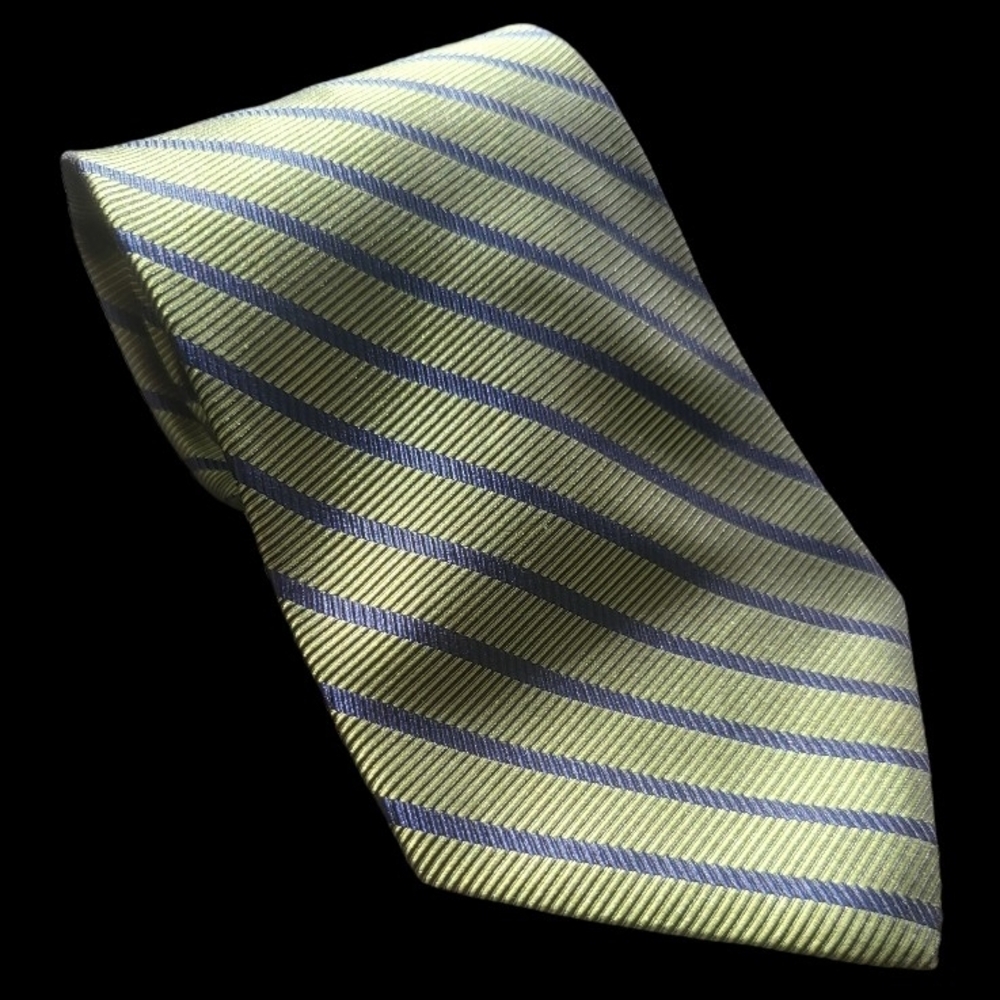 NWT Brooks Men Repp Tie Green and Blue Stripes Preppy 3.5 in Wide